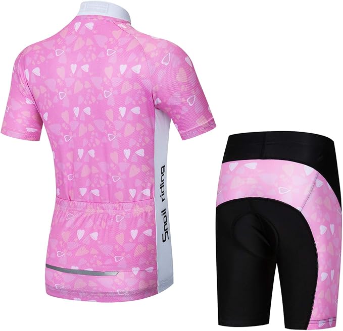 Hotlion Kids Cycling Jersey Set Short Sleeve Boys Mountain Bike Shirt Girls Cartoon Bicycle Tops Childs for Riding Biking