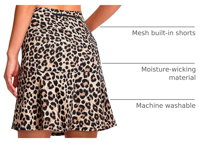 19" Ruffled Golf Skirts for Women | 3 Zipper Pockets, Knee Length, High Waisted, Long Skorts for Athletic, Casual, Tennis, Pickleball