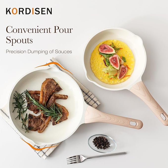 Kordisen Nonstick Ceramic Frying Pan, 12.5 Inch Ceramic Large Skillet, Healthy Non Toxic Cooking Pan, Stay-Cool Handle, Induction Compatible, PFOA & PFAS Free, White