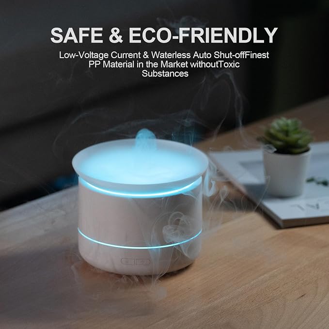 Essential Oil Diffuser for Home, 120ml Minimalist Aromatherapy Humidifier with 7-Color LED Night Light, One-Touch Control, Silent Mist Maker for Bedroom, Office, Desk (White)