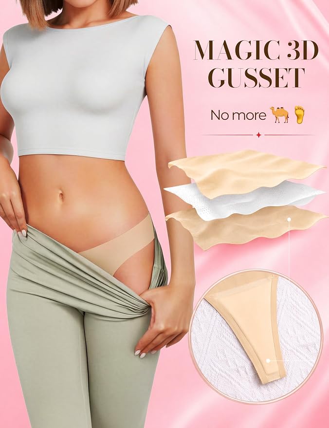 Thongs Seamless Underwear for Women No Show Thong Panty Liners Breathable Sexy Stretch Buttery Soft G-String Panties