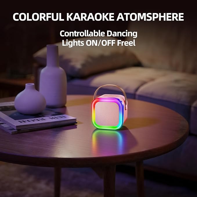 Kinglucky Mini Karaoke Machine for Kids, Top Birthday Gift Pick for Girls Ages 3, 4, 5, 6, 7, 8, 9, 10, 11, 12 Years Old, Kids' Personal Video Players Accessories with 2 Mics & Fun Voice Effects, Pink