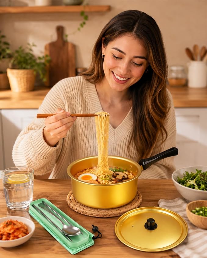 Korean Ramen Pot, Ramen Korean Cooking Pot, Aluminum Noodle Pot For Kitchen Cookware For Kitchen Cookware