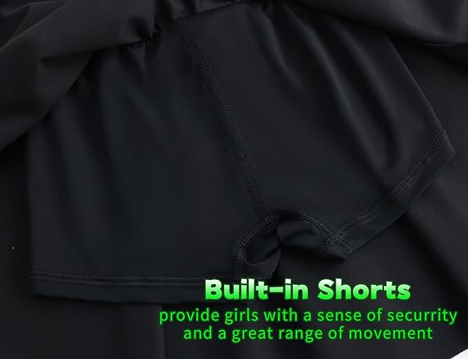 Gnainach Girls Skorts High Waist Athletic Skirts with Shorts Stretchy Activewear for Teens Kids Performance Tennis