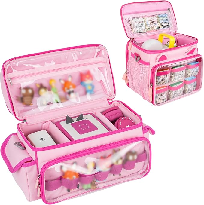 Carrying Case Compatible with Toniebox Starter Set Bundle, Cute Storage Travel Bag Compatible with Little Tikes Story Dream Machine Books Starter Set, Pink(Bag Only)
