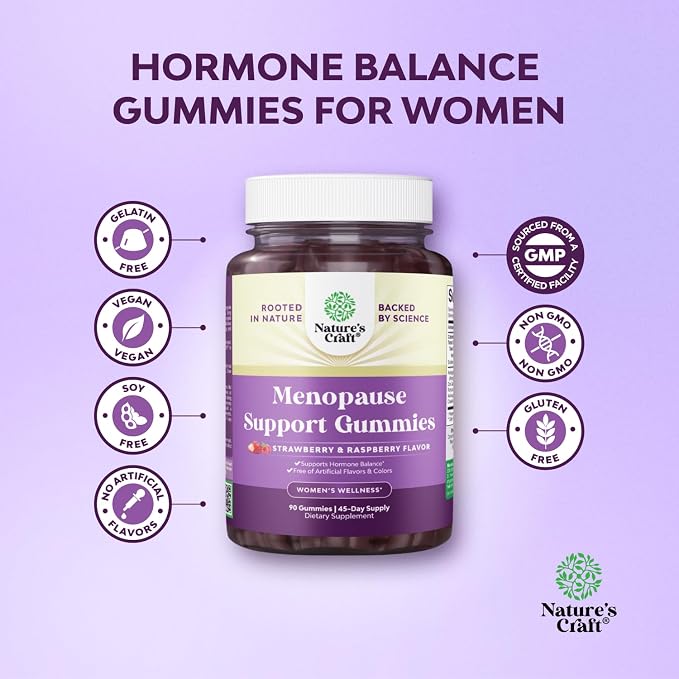 Womens Menopause Gummies with Dong Quai - Menopause Vitamins for Women with Ashwagandha - Holistic Support for Hot Flashes Night Sweats and Mood Swings - Pre & Post Supplements - 90 Count