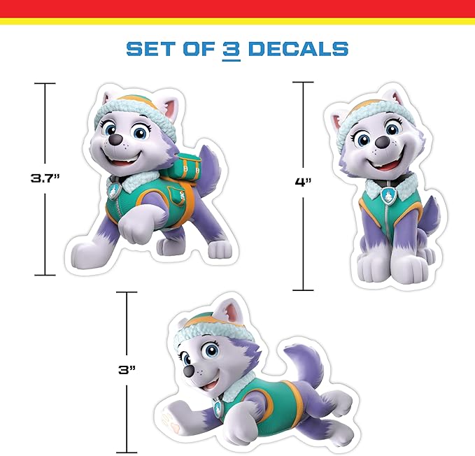 Paw Patrol Everest Decals - Set of 3 Vinyl Stickers for Kids and Adults - Vinyl Decals for Laptop, Tumbler, Water Bottle, Vehicles - Nickelodeon Stickers