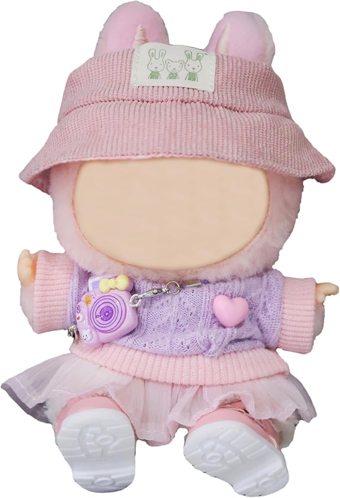 Clothes for LABUBU 17cm Dolls(No Doll -5 Set Outfit 17cm Doll Clothes for Labooboo ,Clothes Set for LABUBU Dress Up,Labubu Accessories with Camera
