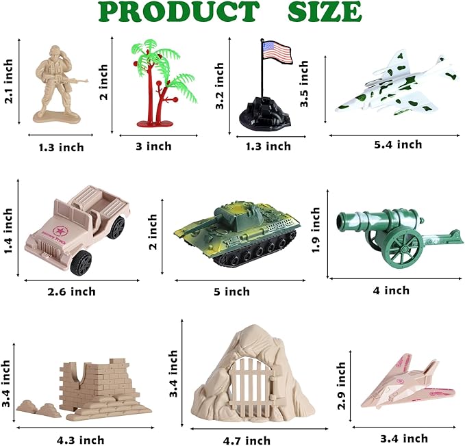 180 PCS Army Men Military Base Toy Set, Military Soldier Action Figures with Army Accessories, Gifts for Kid Boy Toddler