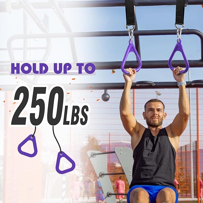LadyRosian Trapeze Bar Swing Monkey Bars Hanging Ninja Rings Warrior Slackline Obstacle Course Kits for Kid Playground Equipment Accessories (Purple)