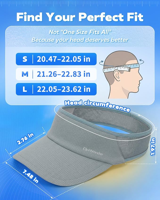 Sport Sun Visor Hat for Women Men - Lightweight Stretchy Polyester Spandex Quick Dry Sweatband Wrinkle Resistant