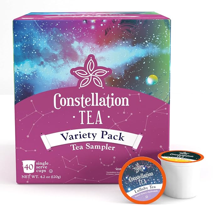 Constellation Tea Assorted Variety Pack Sampler Tea Pods Compatible with K Cup Brewers Including 2.0, 40 Count