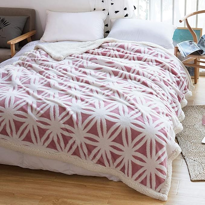 LOMAO Sherpa Fleece Blanket Gifts for Mom Dad Cozy Soft Throw Blanket for Women Men Birthday Gifts Dual Sided Couch Sofa Bed Blanket (Pink, 90''x110'')