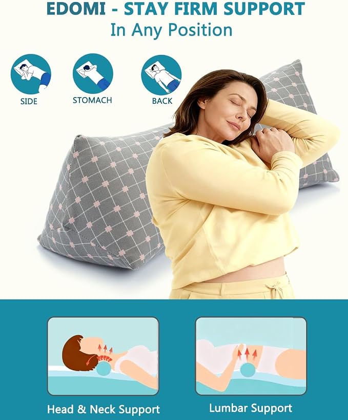 Cervical Buckwheat Roll Pillow for Sleeping,15.7"x5.9" Buckwheat Hulls Pillows Filling, Triangle Pillow for Neck Support Yoga Bolster, Adjustable Fill for Neck Pain Relief,Gray