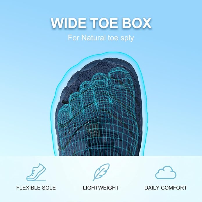 Barefoot Shoes for Women & Men, Grounded Walking Hiking Barefoot Shoes, Wide Toe Box Non-Slip Water Athletic Footwear, Comfortable Vitality Barefoot Footwear, Trail Running Sneakers Unisex
