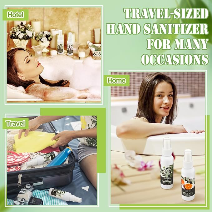 Frienda 6 Pack Eucalyptus Shower Spray with Essential Oils Portable Travel Mist Spray for Spa and Sauna Steam Room Aromatherapy for Women Teacher Staff Employee Thank You Gift 2oz (Eucalyptus Blends)