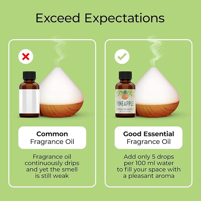 Good Essential – Professional Pineapple Fragrance Oil 10ml for Diffuser, Candles, Soaps, Lotions, Perfume 0.33 fl oz