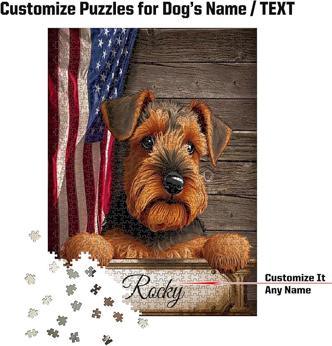 Custom Wooden Jigsaw Puzzles with Your Dog's Name on Welsh Terrier Art Print - 300 500 1000PCS Puzzles Game and Home Wall Decor