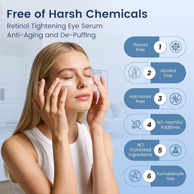 Eye Cream with Retinol Hyaluronic Acid & Niacinamide,3-in-1Eye Serum for Under Eye Bags & Puffiness Remover,Dark Circles,Wrinkles,Fine Lines,Hydrating & Brightening Eye Treatment for Men Women