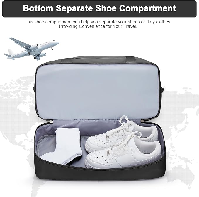 Travel Duffel Bag, Carry On Overnight Weekender Bags for Women | Travel Bag with Wet Pocket & Trolley Sleeve, For Spirit Airlines 18x14x8 Personal Item Bag