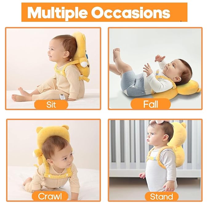 Baby Head Protector Backpack, Toddler Baby Head Protection Backpack with Baby Knee Pads Alarm Function for Walking & Crawling, Soft, Breathable and Wearing Safety Baby Head Protector