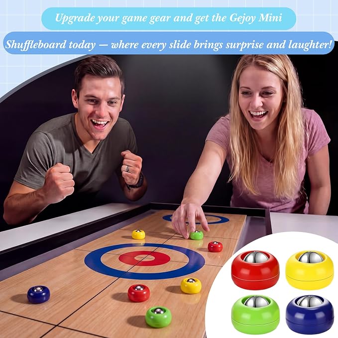 Gejoy Mini Shuffleboard Replacement Puck Tabletop Equipment Rollers Set Shuffleboard Curling Accessories