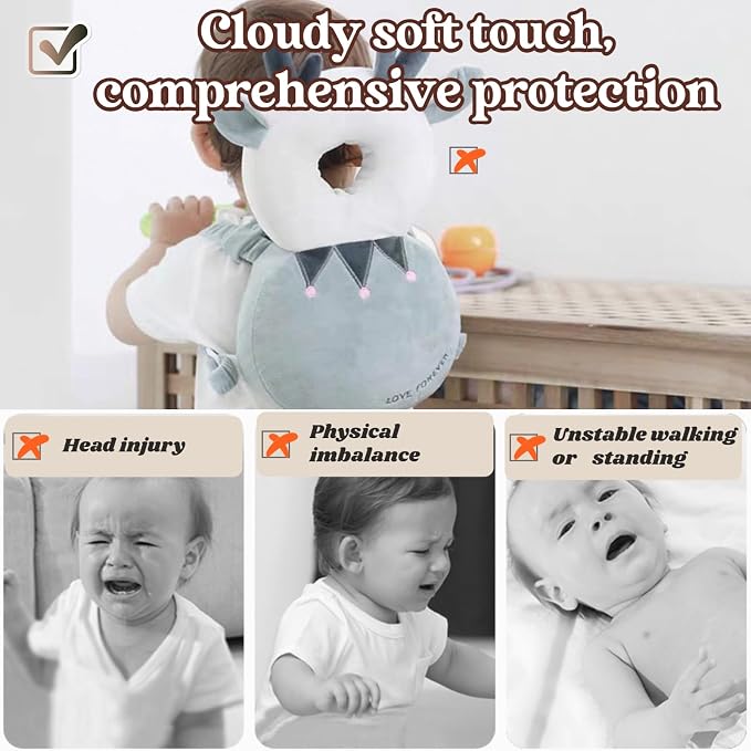 Baby Head Protector Backpack, Toddler Baby Head Protection Backpack with Baby Knee Pads Alarm Function for Walking & Crawling, Soft, Breathable and Wearing Safety Baby Head Protector