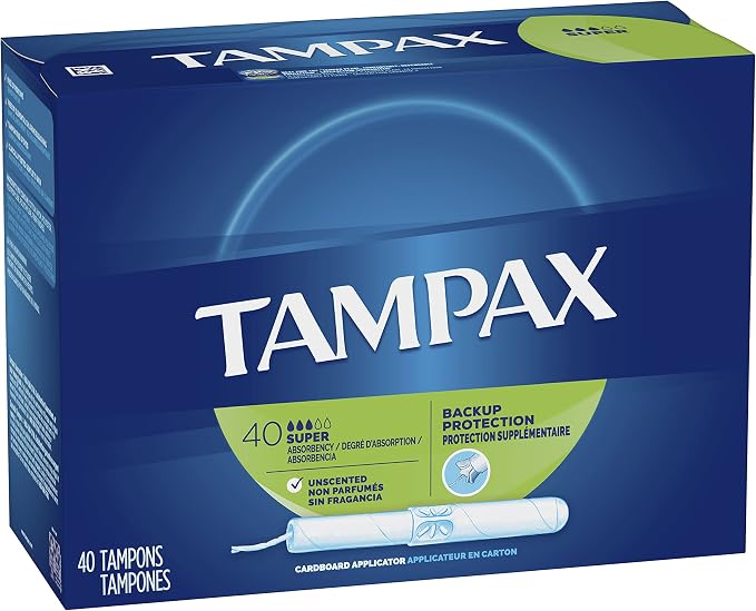 Tampax Cardboard Applicator Tampons, Super Absorbency 40 ea (Pack of 5)