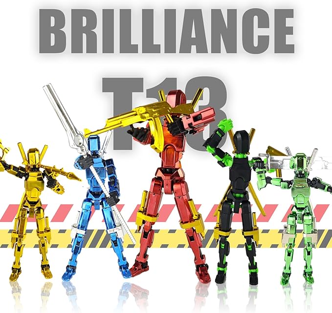 Assembly Completed T13 3D Printed Action Figures,Dummy 13 Robot 13 Movable N13 Action Figure, Lucky 13 Gift for Collectors Desktop Decorations for Game Lovers Toy(Metallic Green)