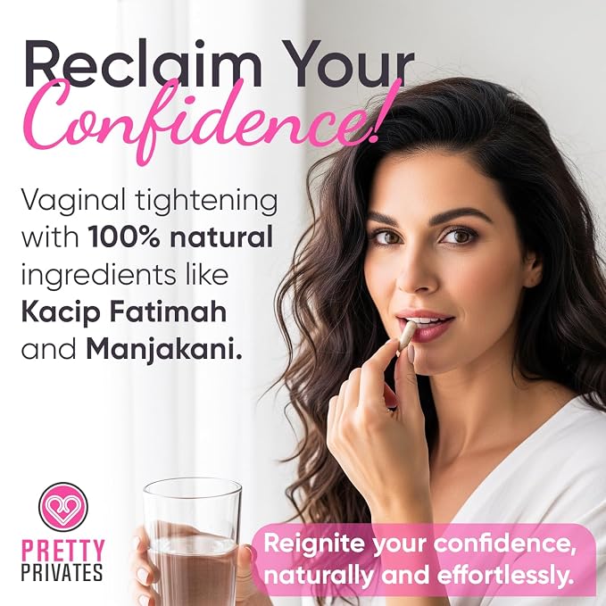 Pretty Privates Vaginal Moisture & Tightening Pills, 60 Capsules | With Kacip Fatimah, Manjakani, Kayu Rapet & Noni Fruit for elasticity, moisture and wetness support and pH balance.