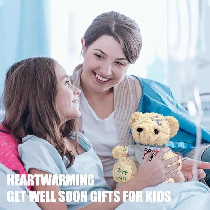 Cuddly Get Well Soon Bear with Cast, Soft Broken Arm Gifts for Kids Toddlers Woman Man Friends, 8" Heartwarming Get Well Soon Stuffed Animal for boy Girl After Surgery Recovery