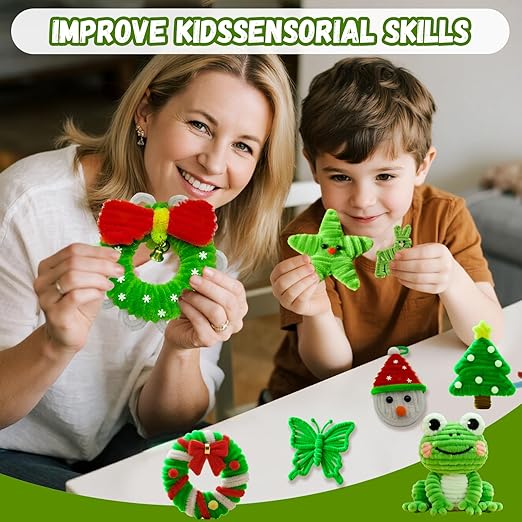Fruit Green Pipe Cleaners Craft,Creative Craft Pipe Cleaners for Flower Making,Chenille Stems Crafting Pipe Cleaners Artificial Flowers,Craft Supplies for Home Festivals DIY,Christmas Decoration
