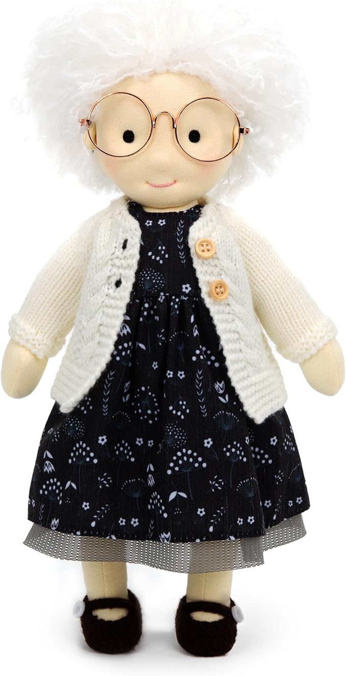 Handmade Soft Girl Rag Doll - Ella 12" with Cute Stuffed Plush, Ideal First Doll for Babies & Toddlers