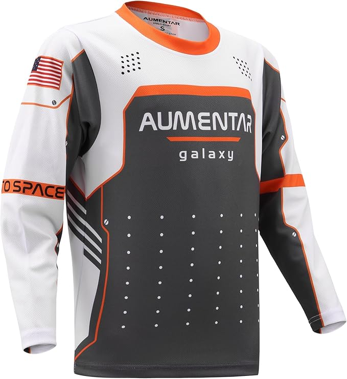 Kids Cycling Jersey Long Sleeve Dirt Bike Motocross Shirt, BMX Off-Road Racing Clothing