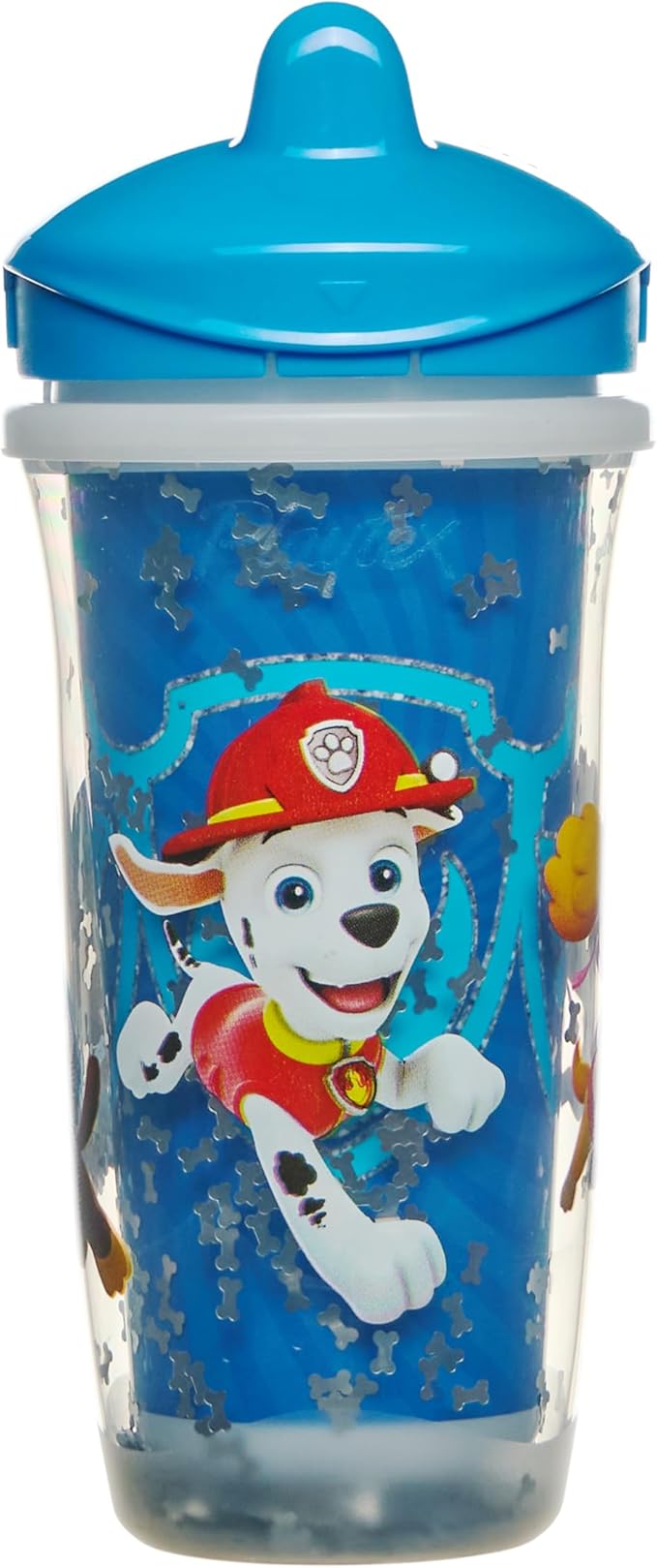 Playtex Baby Sipsters Hard Spout PAW Patrol Sippy Cup for 12+ Months, 9 Ounce (2 Count), Blue Glitter Chase and Marshall, Insulated Water Bottle for Kids, Spill-Proof Cups for Toddlers 1-3, Stage 3