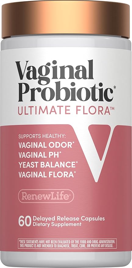 Renew Life Ultimate Flora Vaginal Probiotics for Women 6 Billion CFU | 60 Delayed Release Vegan Capsules | Vaginal Health and pH Balance | Dairy, Soy and Gluten Free Supplement
