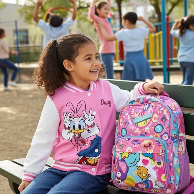 Disney Minnie Mickey Stitch Princess Frozen Marvel Jacket Lightweight Coat Button up Color Block Sweatshirt Sizes 2-14 Years