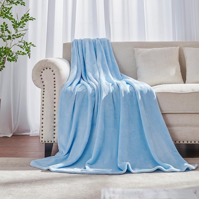 Light Blue Fleece Plush Throw Blanket 50"x70"for Couch Fuzzy Cozy Flannel | Super Soft Lightweight Microfiber Blanket for Sofa Bed bedroom Home Decor All Season,Birthday Gifts for Women Mom Adult