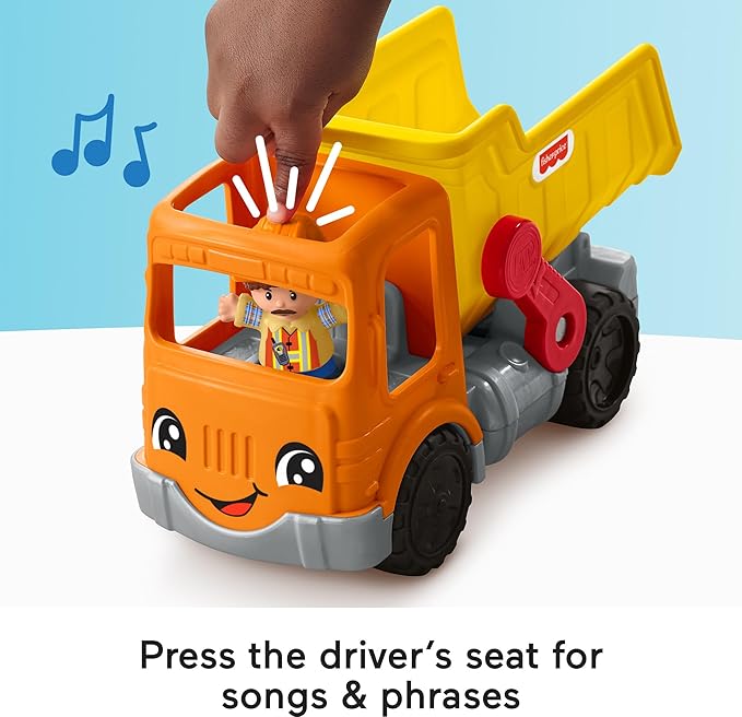 Fisher-Price Little People Toddler Construction Toy Work Together Dump Truck with Music & Accessories for Pretend Play Kids Ages 1+ Years