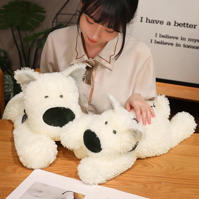 PEACH CAT West Highland White Terrier Dog Plush Pillow 17.7" Cute Puppy Stuffed Animals Soft Plushies Toy Gifts for Kids