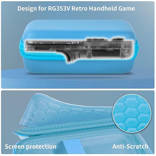 PAIYULE Travel Case Compatible with RG353V/ RG353VS/ R36S Retro Handheld Game Console, Handheld Emulator Storage Holder Organizer, Android Game Console Carrying Bag (Blue) (Box Only)