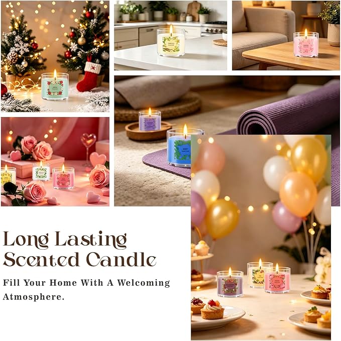 Scented Candles Gift Set, 24 Pack 2oz Soy Wax Aromatherapy Candles with 12 Fragrances, Long Lasting Smokeless Candles in Clear Acrylic Cups with Cotton Wick, Birthday Gifts for Women, Home Decor
