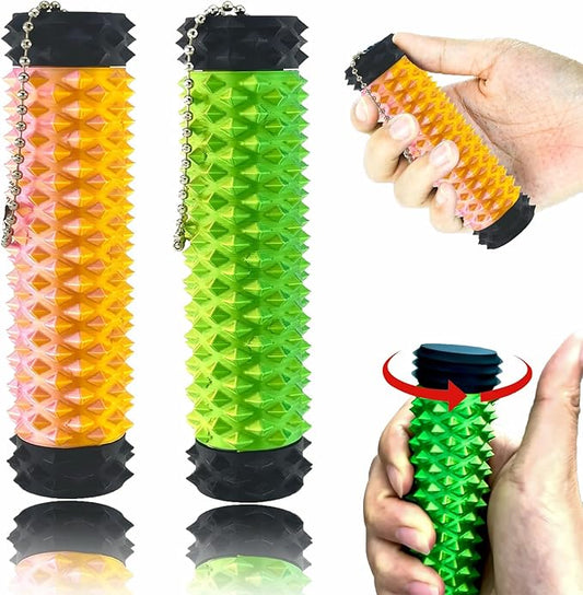 2PC Little Ouchies Pain Stim Fidget Toy,Mini Pocket Spiky Grippie Stim Keychain Fidget Toys,Key Pendant with Pain Stimulation and Decompression Design for Adult,Novelty Stress Relief Gift for Friend