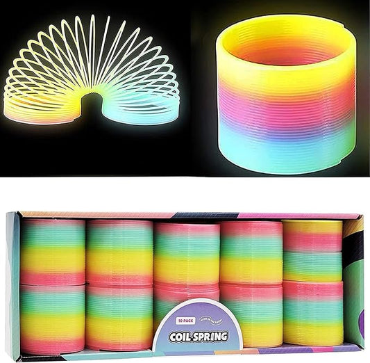 Plastic Coil Spring, Glow-In-The-Dark Magic Rainbow Slingy, Party Favor, Birthday Bag Filler, Stocking Stuffers, 3" (80MM) (210-Pack)