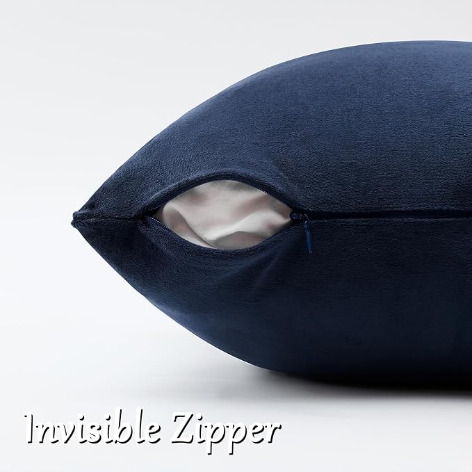 GIGIZAZA Navy Velvet Pillow Covers 20x20 Decorative Pillows Pack of 2 | Blue Throw Pillows for Couch Sofa,280gsm Soft Textured Fabric,Modern Square Pillowcases,Luxury Cushion Covers