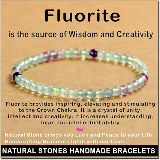 AD Beads Handmade Gemstone Stretch Elastic Bracelet Crystal Healing Reiki Nature's Beauty and Spiritual Essence Unisex