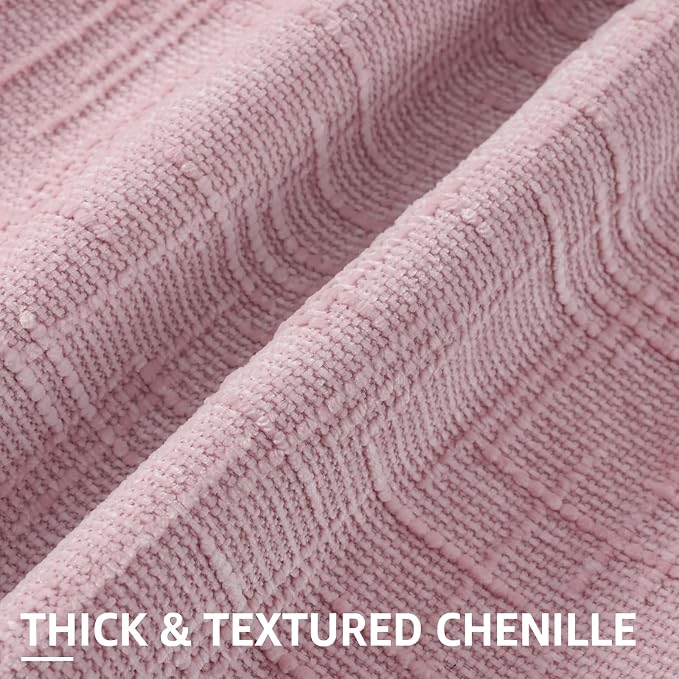 decorUhome Textured Chenille Throw Pillow Covers 18x18 Set of 2 Blush Pink | Fall Modern Farmhouse Soft Cozy Slubby Couch Pillow Cases Boho Decorative Pillow Cases for Bed Sofa Living Room Home Decor