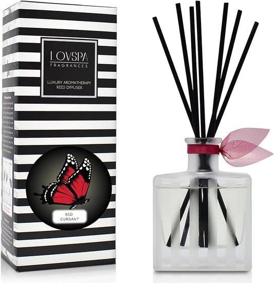 Reed Diffuser Set, Red Currant Scented Oil Diffuser with Sticks, Home Fragrance Accessories for Bathroom Shelf Decor, Aroma Diffusers for Home or Office Desk, USA Made