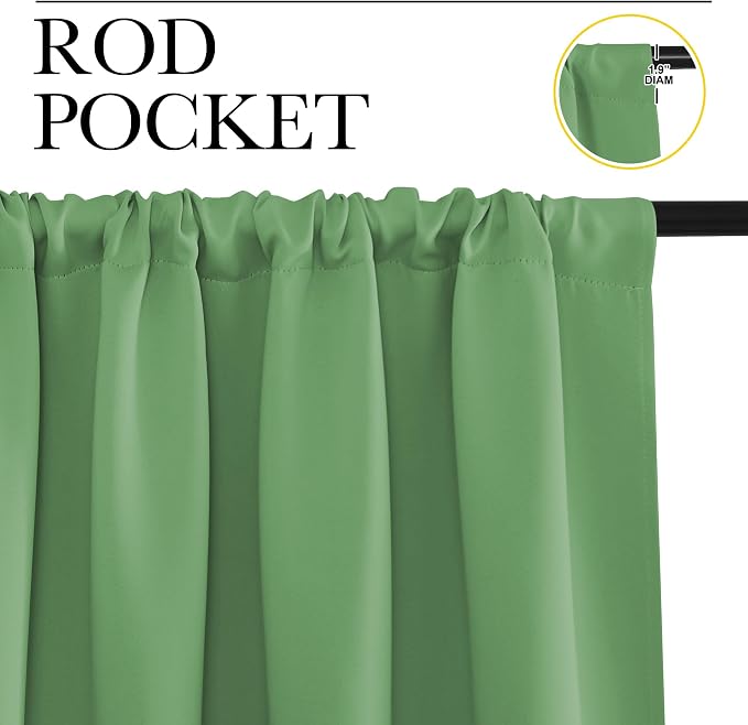 NICETOWN Blackout Curtains for Living Curtains, Froest Green, 2 Panels, 29 by 30, Room Darkening Window Curtain Panels, Easy-Care Solid Thermal Insulated Draperies/Drapes for Daughter Room