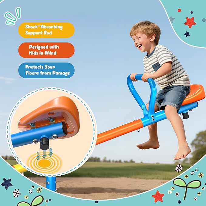 Seesaw -Teeter Totter for Kids Ages 3-8 -Toddler Seesaw with 360° Swivel-Sit and Spin Teeter Totter - Durable Outside Toys for Indoor & Outdoor Playground Playhouse Backyard